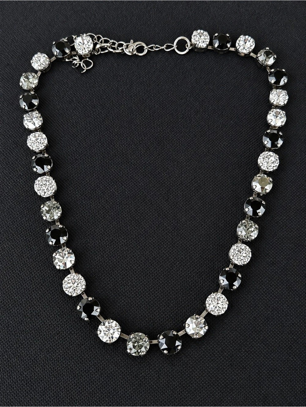 Swarvoski Crystal Statement Necklace in Black & Silver Like New